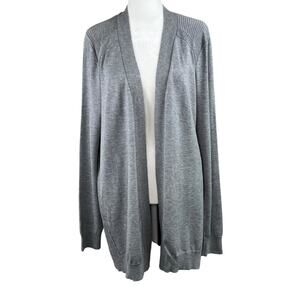 Love Ellie Gray Heather Knit Rib Long Sleeve Open Front Cardigan Sweater XL NWOT